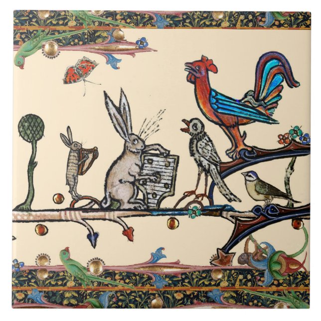 KONSTIG MEDIEVAL BESTIARY,MUSIC SKAPAR KANINER,FÅG KAKELPLATTA (Framsidan)