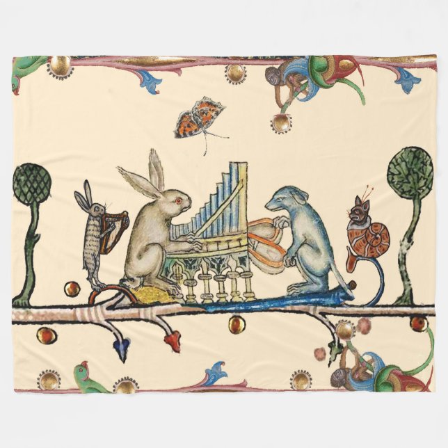 KONSTIG MEDIEVAL BESTIARY SKAPAR MUSIC,Rabbit, Hun Fleecefilt (Framsidan (Horisontell))