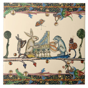 KONSTIG MEDIEVAL BESTIARY SKAPAR MUSIC,Rabbit, Hun Kakelplatta