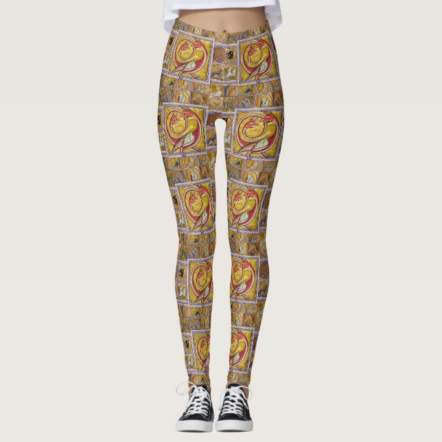 KONSTIG MEDIEVAL BESTIARY,SNAKE DRAGON,FOREST ANIM LEGGINGS (Framsida)