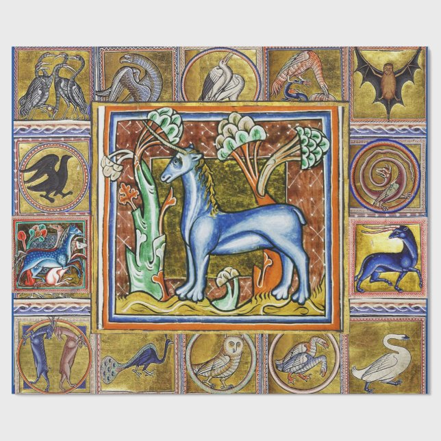 KONSTIG MEDIEVAL BESTIARY, UNICORN FANTASTIC DJUR PRESENTPAPPER (Platt)