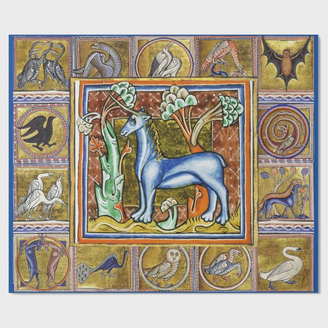 KONSTIG MEDIEVAL BESTIARY, UNICORN FANTASTIC DJUR PRESENTPAPPER (Platt)