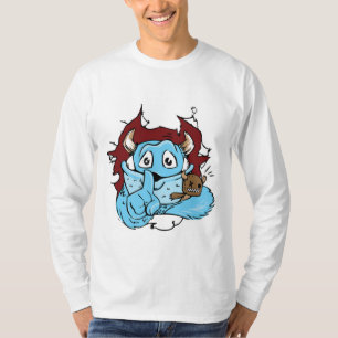 Konstig men rolig vit och blå monster skjorta t-shirt