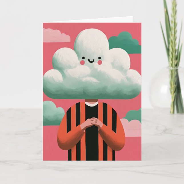Konstig Moln Huvud Surrealistisk Karaktärs Konst Kort (Framsida)