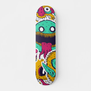 Konstig Monsters Döskallar Mönster Mini Skateboard Bräda 18,5 Cm
