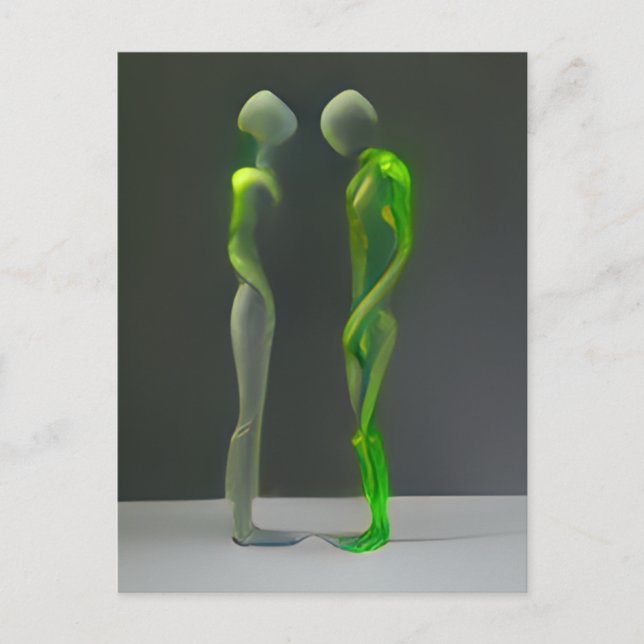 Konstig Mysterik Grönt Personer Vykort (Framsida)