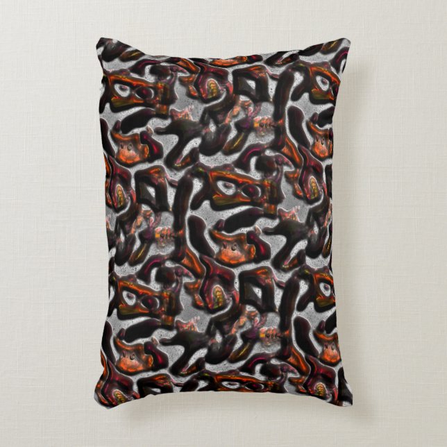 Konstig nedfläckad röd till koral struktur som bär prydnadskudde (Framsidan(Vertikal))