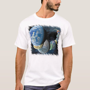 Konstig Ny Världs Utomjordisk Planet Montage T Shirt