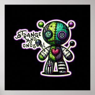 Konstig och ovanlig lila grön hjärta voodoo björn poster