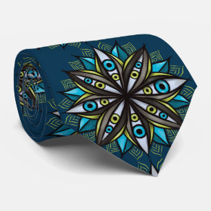 Konstig Öga med Dubbla Iris Flower Mandala Slips