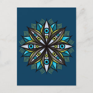 Konstig Öga med Dubbla Iris Flower Mandala Vykort