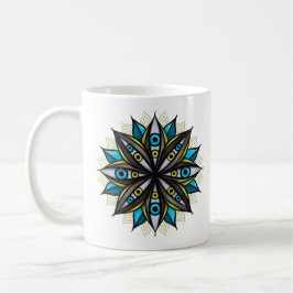 Konstig Ögon Mandala Art - Trippy Flower Blue Grön Kaffemugg