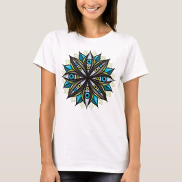Konstig Ögon Mandala Art - Trippy Flower Blue Grön T Shirt