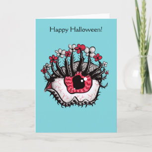 Konstig Ögon Smälta Kuslig Psykopat Glad Halloween Kort