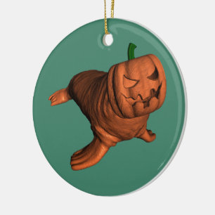Konstig Orange Halloween Walrus Julgransprydnad Keramik
