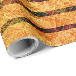 Konstig orange rand och repade små fyrkanter presentpapper