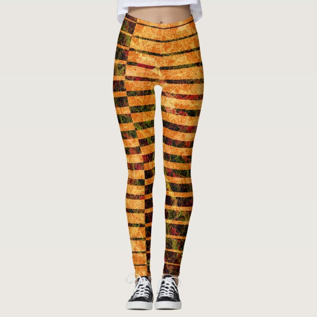 Konstig orange rand och repor, detaljsida leggings (Framsida)