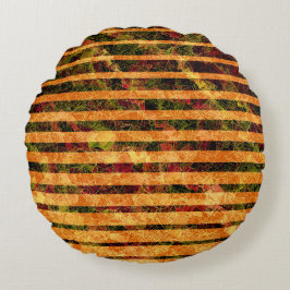 Konstig orange rand och små fyrkanter i linjer rund kudde