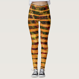 Konstig orange rand, repade fyrkanter i linjer leggings