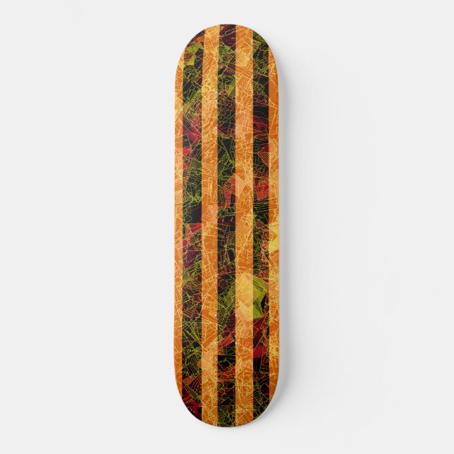 Konstig orange rand, repade fyrkanter i linjer mini skateboard bräda 18,5 cm (Framsida)