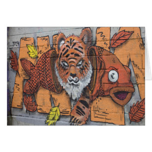 Konstig Orange Tiger Fish Graffiti Hälsningskort