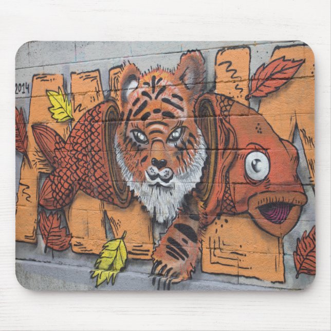 Konstig Orange Tiger Fish Graffiti Musmatta (Framsidan)