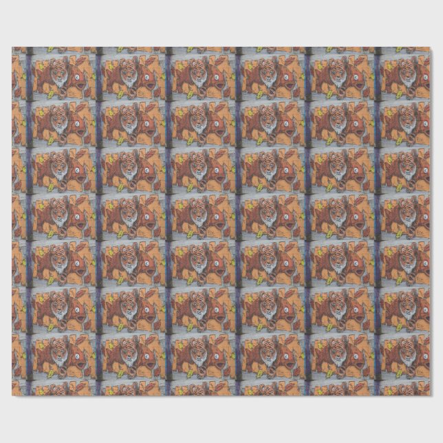 Konstig Orange Tiger Fish Graffiti Presentpapper (Platt)