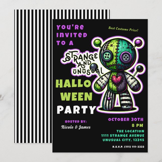Konstig & ovanlig Voodoo Björn Halloweenfest Inbjudningar (Fram/baksida)