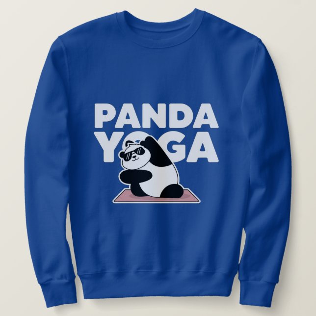 konstig panda yoga lång ärmad tröja (Design framsida)