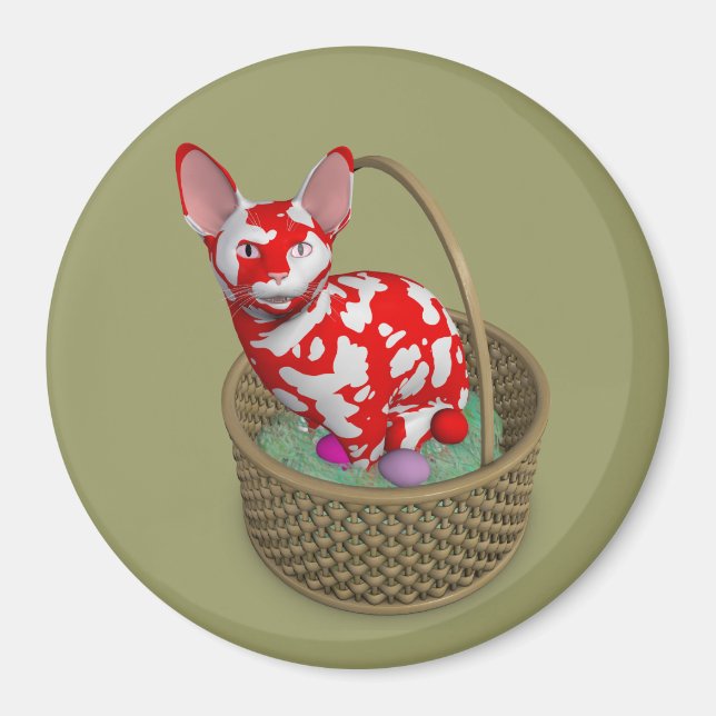 Konstig Påskhare Katt Magnet (Framsidan)