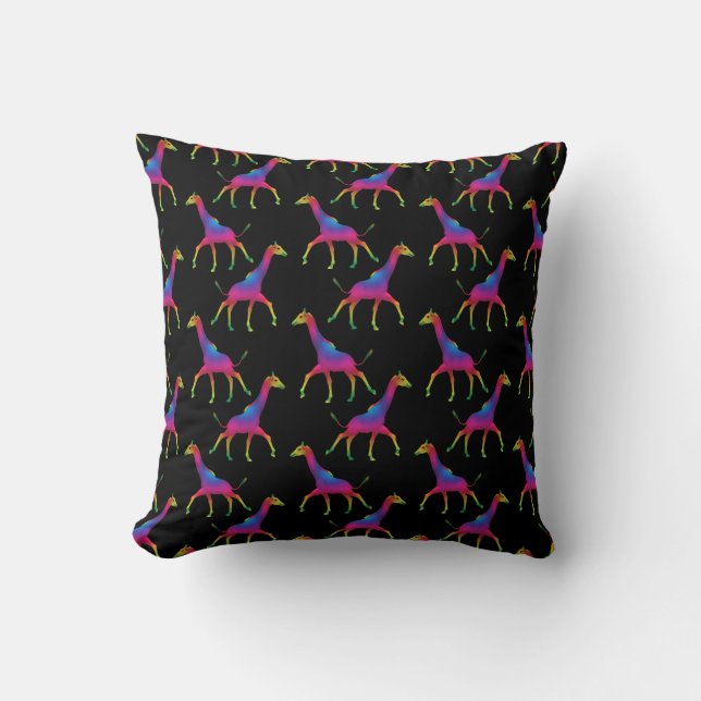 Konstig Psychedelic Giraffe Kudde (Framsida)