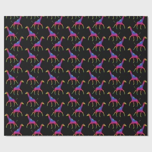 Konstig Psychedelic Giraffe Presentpapper (Platt)