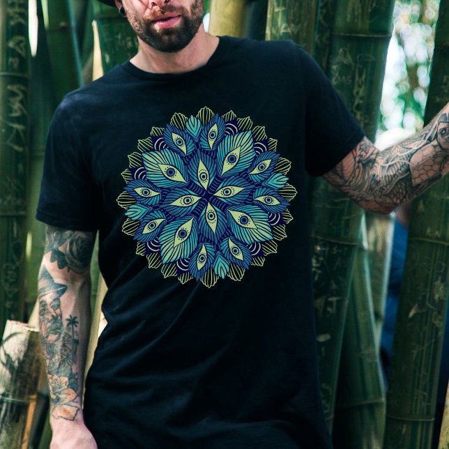 Konstig Psychedelic Ögon Blue Blommigt T Shirt (Skapare uppladdad)