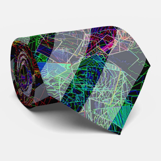 Konstig rand, färglöst linjer och fyrkanter slips (Rullad)