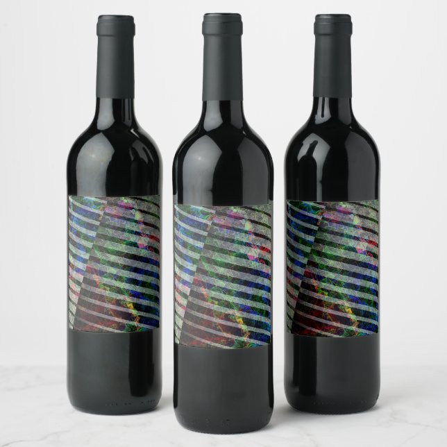 Konstig, rep och färgad, med urklipp vinflaska etikett (Flaskor)