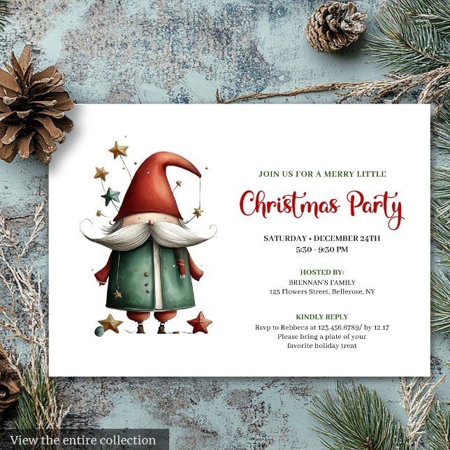 Konstig röd grön julfest inbjudan kort (Quirky red green Christmas party invitation card

)