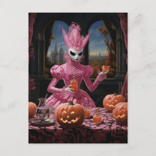 Konstig rosa halloween-person vykort