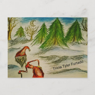 Konstig Santa-målning Helg Vykort