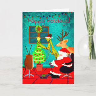 Konstig Santa Praying Mantis Personlig jul Kort