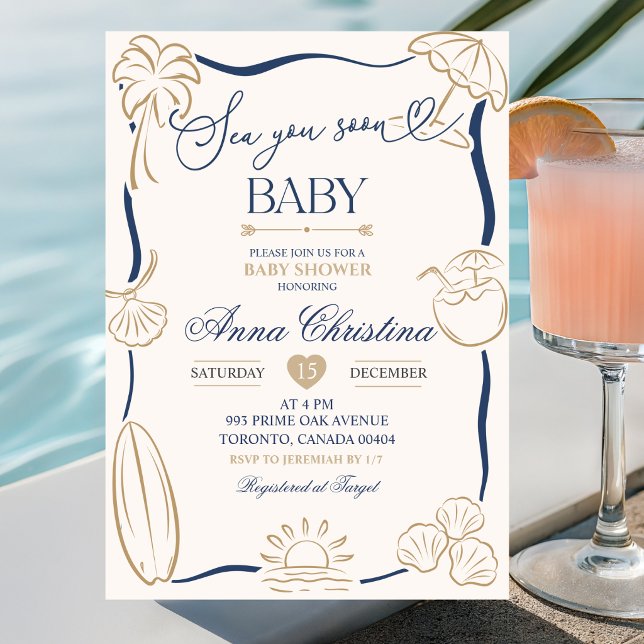 Konstig Sjö Hej Snart Baby Shower Inbjudan (Skapare uppladdad)