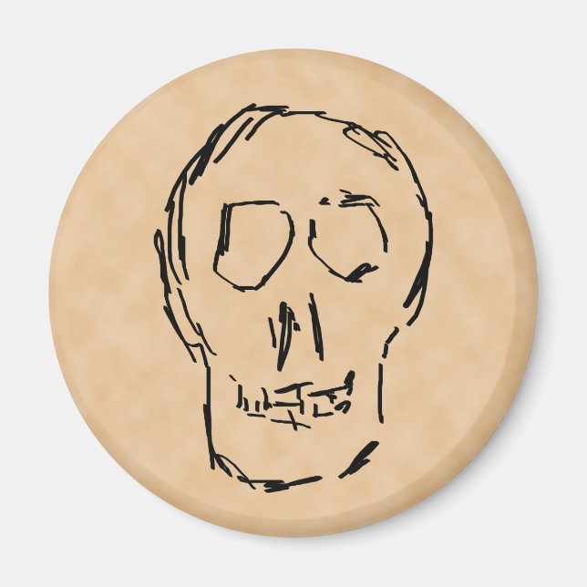 Konstig Skull. Svart. Skiss. Magnet (Framsidan)