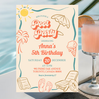 Konstig sommar poolparty barnkalas inbjudningar
