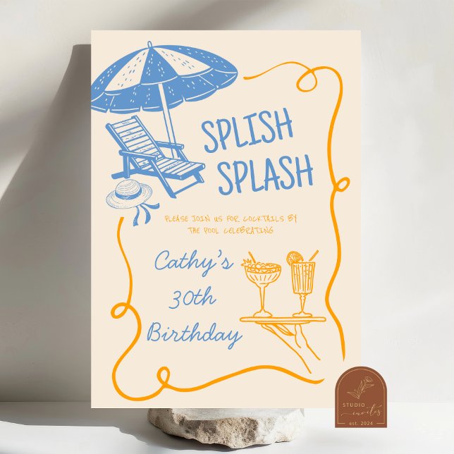 Konstig Splish Splash Sommar Cocktail Födelsedag Inbjudningar (Skapare uppladdad)
