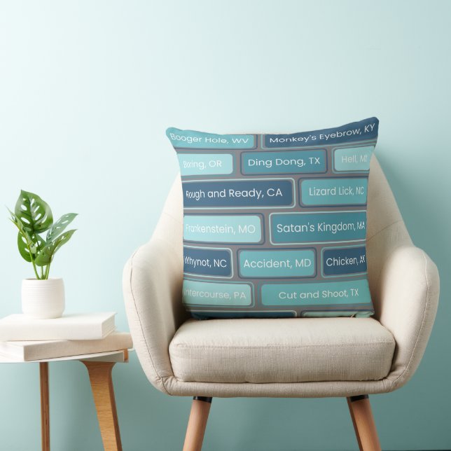 Konstig Ställe Blue Geometric Mönster Kudde (Stol)