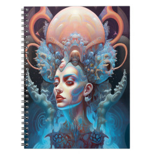 Konstig Surreal Alien Woman Art Anteckningsbok