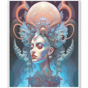 Konstig Surreal Alien Woman Art Klistermärken