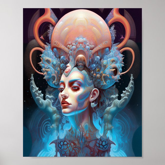 Konstig Surreal Alien Woman Art Poster (Framsidan)
