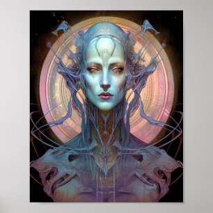 Konstig Surreal Alien Woman Art Poster
