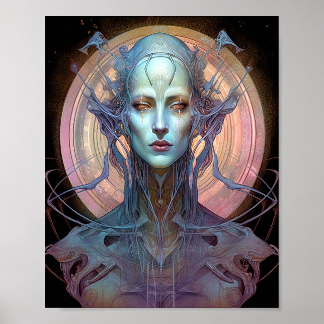 Konstig Surreal Alien Woman Art Poster (Framsidan)