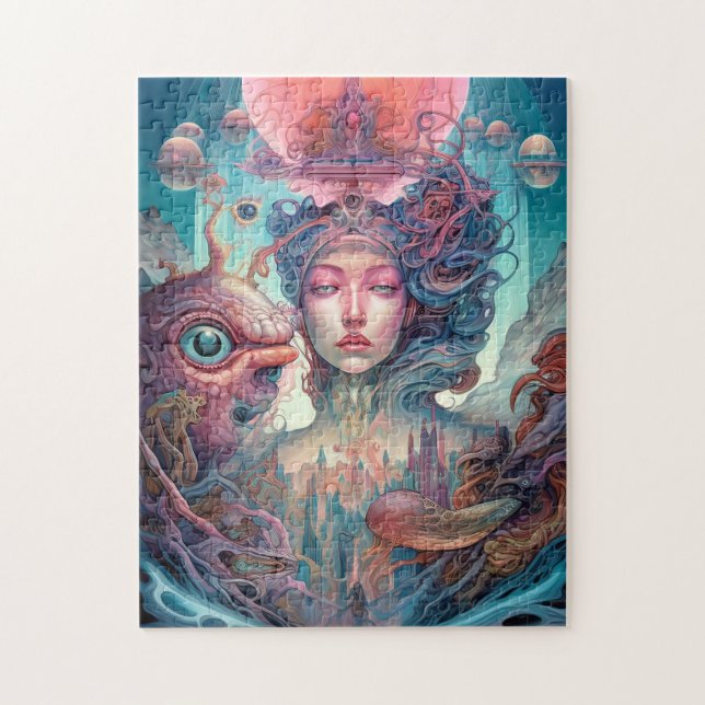 Konstig Surreal Alien Woman Art Pussel (Vertikal)